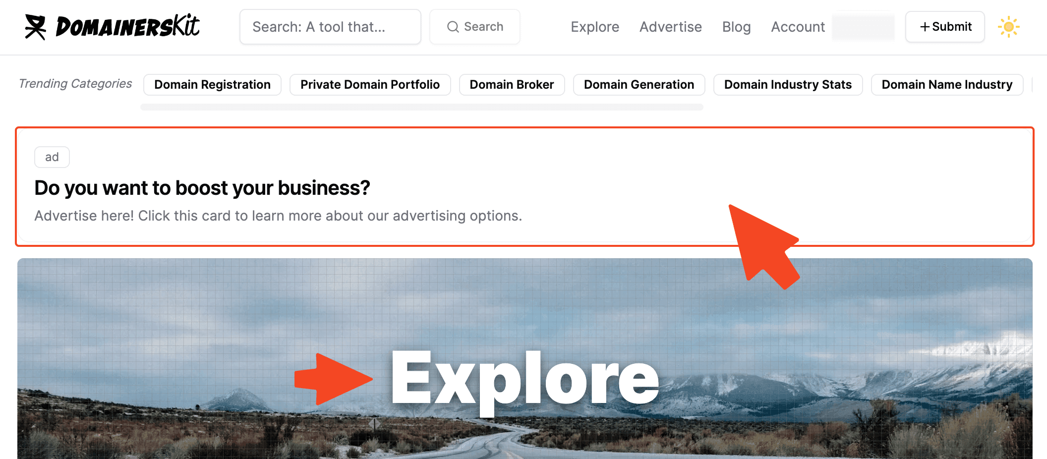 Explore Ad - Above the Fold